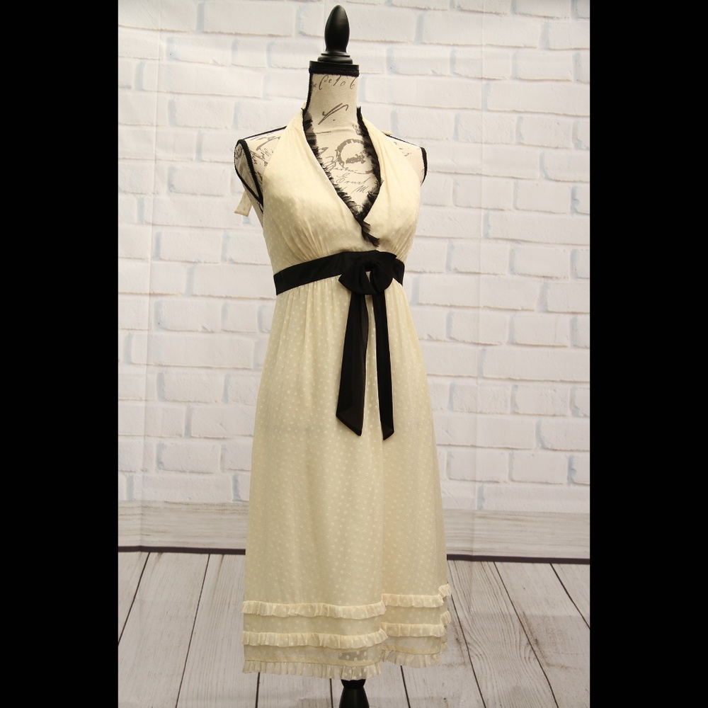 Laundry by Shelli Segal Cream Polka Dot Dress 6